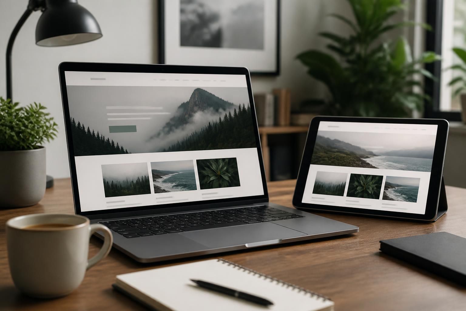 Laptop and tablet displaying a clean website design mockup.
